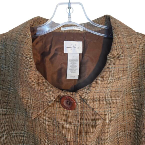 Emma James Women's Blazer 12 Brown 4 Button Suit Coat Misses Size Large L Work - Picture 3 of 8